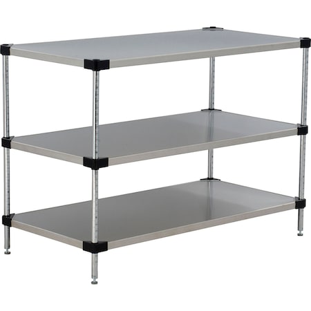 Global Industrial Nexel 3 Shelf, Stainless Steel Solid Shelving Unit, Starter, 48"W x 18"D x 34"H B3152545
