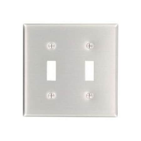Leviton Switch Wallplate, Standard Size, Gang 2, Aluminum 83009