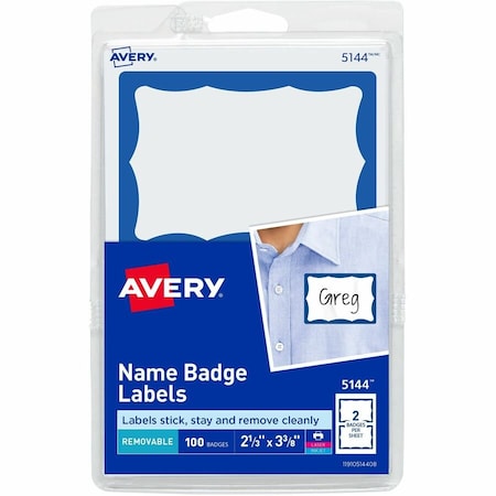 Avery Customizable Name Tags, 2 1/3 in, PK100 05144