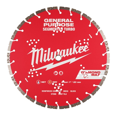 Milwaukee Tool 16" DIAMOND MAX Segmented Turbo, General Purpose Diamond Blade 49-93-9016