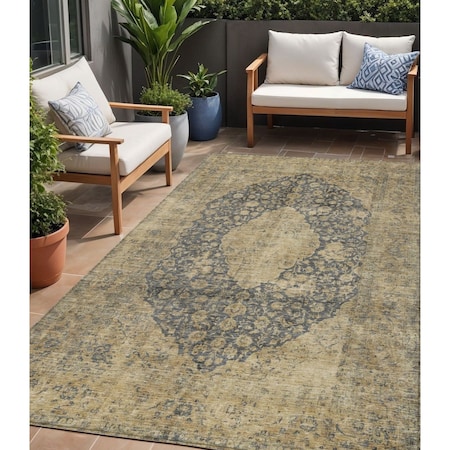 Homeroots 5' X 8' Charcoal And Beige Medallion Washable Indoor Outdoor Area Rug 616461