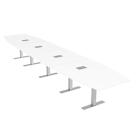 Skutchi Designs 20ft Conference Table With Power Unit | 20 Person Modular Boat Meeting Table | Harmony Series HAR-BOT-48X240-T-W960-ESIL