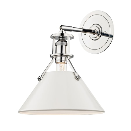 Hudson Valley Lighting Mark D. Sikes X Painted No.2 1 Lt. Wall Sconce 9.5 In. Pol. Nickel/Off White MDS350-PN/OW