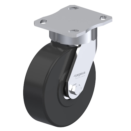 Pegasus Top Plate Swivel Caster, 4x4-1/2 in P25S-NMB080K-14-H10