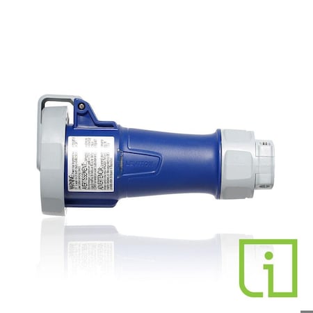 Leviton Pin & Sleeve Connector, 30 A, 250V AC, Three Phase, 3 Pole, IEC Grounding, NEMA 3R, 4X, 6P, 12 430C9WLEVPI