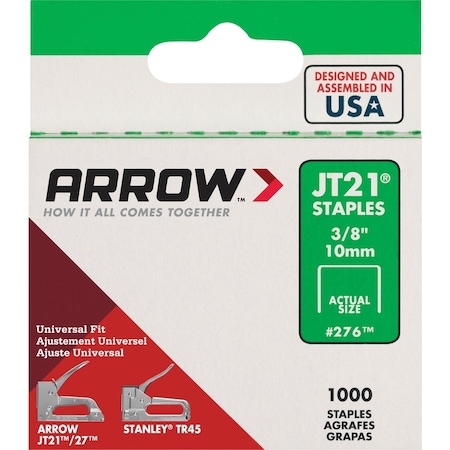Arrow Lock JT21 Light Duty Staple 3/8 In., 1000PK 276