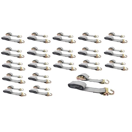 Mytee Products 2'x12ft E Track Ratchet Strap w/ J Hook for Enclosed Trailers, 3000 lbs, 20PK ETKRS12EJx20