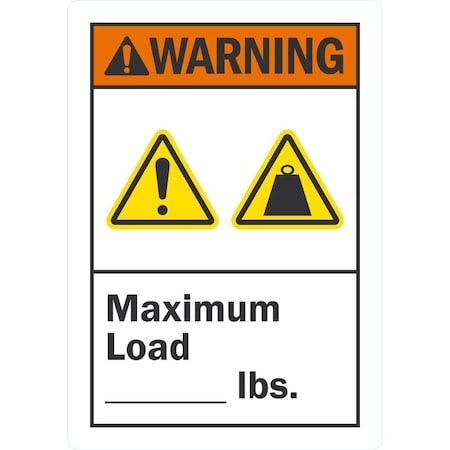 Lyle Warning Maximum Load _ lbs. (w/symbols), 3.5x5, Non-Reflective, White G-14638-ND_3.5x5
