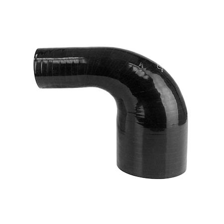 Hps Performance 3-1/2 in - 4 in ID, 4-Ply High Temp Reinforced Silicone 90 Degree Elbow Reducer Coupler Hose, Black HTSER90-350-400-BLK