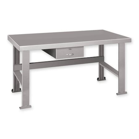 Pucel Steel Top Workbench with Drawer, 48 in W x 28 in D x 32.5 in H, Gray FD-2848