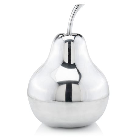 Homeroots 17" Silver Buffed Aluminum Decorative Pear Tabletop Sculpture 354643