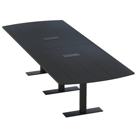 Skutchi Designs 10ft Arc Rectangle Conference Table With Power | Harmony Series | 10 Person Meeting Room Table HAR-AREC-48X120-T.BK-U999ST19-EBLK