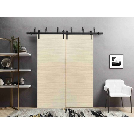 Sartodoors Barn Bypass Doors with 6.6ft Hardware, Planum 0010 Natural Veneer, Sturdy Heavy Duty Rails Kit Stee PLANUM0010BBB-SHP-36