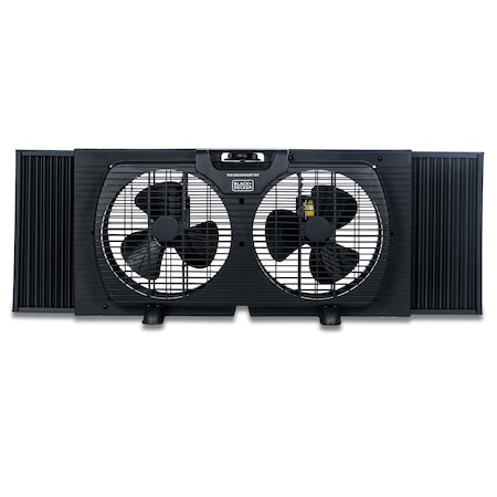 Black & Decker 9in. Dual Window Fan for Window Screen with 2 Speed Settings, Twin Window Fan, Black BFW9MB