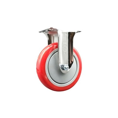 Service Caster 5 Inch 316SS Red Polyurethane Wheel Rigid Top Plate Caster SCC-SS31620R514-PPUB-RED