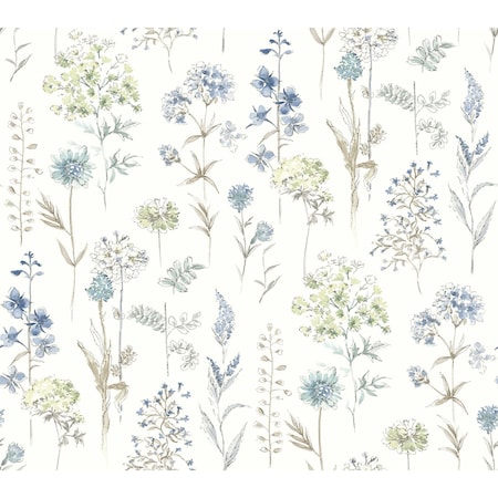 Chesapeake Bergamot Sea Green Wildflower Wallpaper 4134-72502