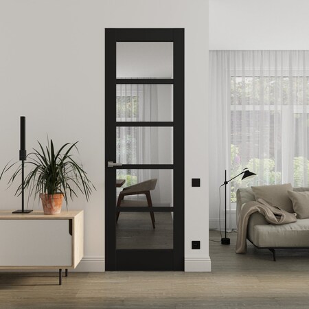 Sartodoors Hidden Door Black 36x84 Solid Core Modern Interior QUADRO4522MF-BLK-36x84-RH-I