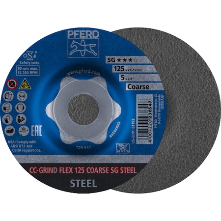 Pferd 5'' CC-GRIND-FLEX - 7/8'' A.H. - SG STEEL, Coarse 61192
