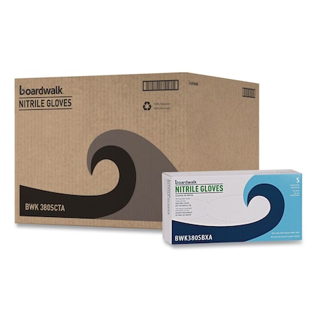 Boardwalk 380 Series, Disposable Gloves, 4 mil Palm, Nitrile, Powder-Free, S, 1000 PK, Blue 380SCTA