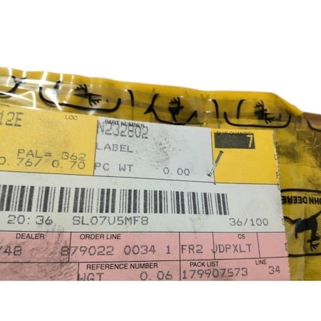 John Deere LABEL, JOHN DEERE OEM N232802 N232802