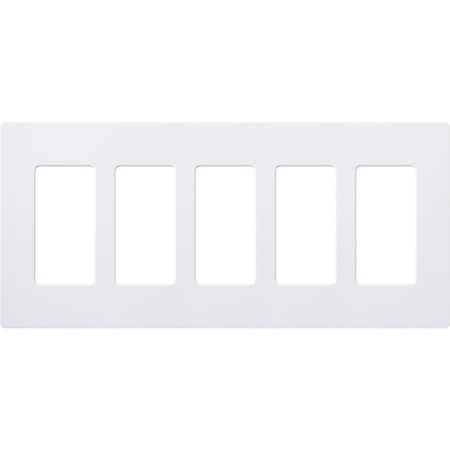Lutron Designer Wall Plates, Number of Gangs: 5 Thermoset, Gloss Finish, White CW-5-WH