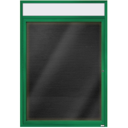 Aarco Illuminated Enclosed Letter Board Directory w/ Powder Coated Green Al Frame and Header, 48''Hx36''W ADC4836HIG