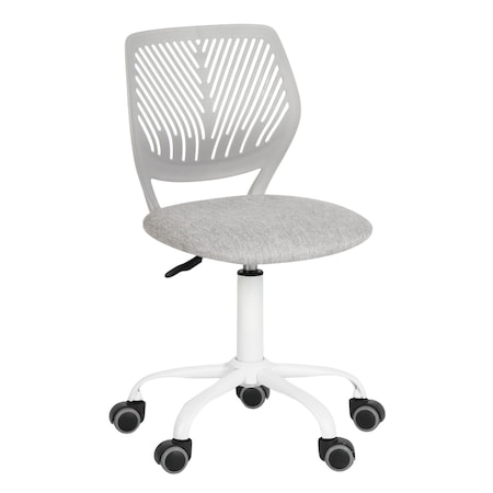 Homeroots Gray and White Adjustable Height Swivel Rolling Office Chair 719203