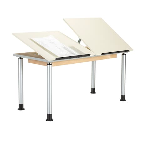 Diversified Spaces Drawing Table, Adaptable, Double Station, metal, Wood Surface, 60" W ALTD2-6030