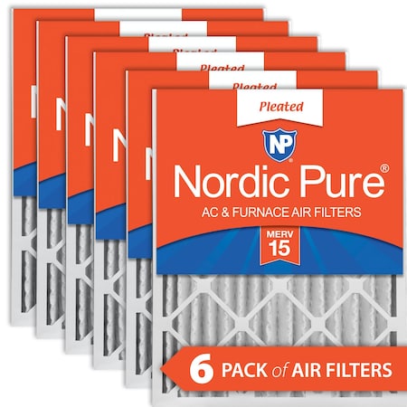 Nordic Pure 20x24x4 Pleated Air Filter, High Capacity, Electrostatically Charged Synthetic Media, MERV 15, 6 PK 20x24x4M15-6