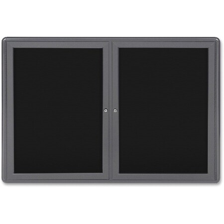 Ghent Ovation Letter Board - Indoor - 2 Door - Black w/Gray Frame - 47"W x 34"H OVG2-BBK