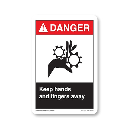 Signmission OSHA Sign, Keep Hands & Fingers Away, Size: 12in X 18in Rigid Plastic Sign, 18" W, 12" L, Landscape OS-CL-P-1218-L-19971