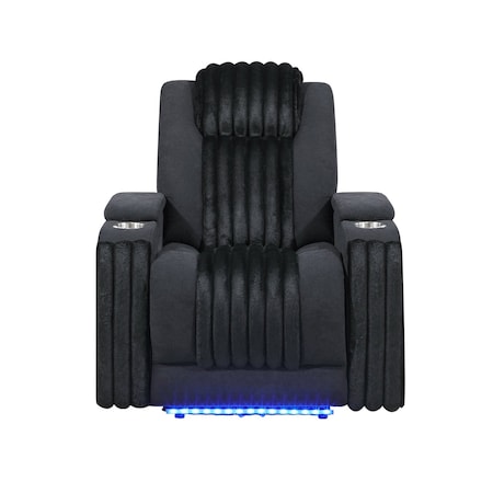Global Furniture Usa Contemporary U8000 Black Power Recliner W/ Power Headrest & Led Light U8000-BLACK-PR W/ PHR + LED
