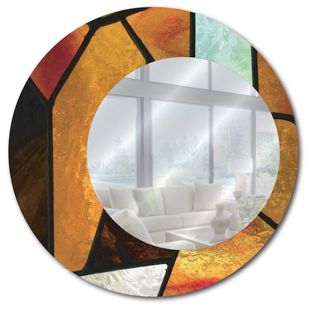 Se-Kure Luxe Bronze Geometric Round Deco Mirror 23in ZBGR23