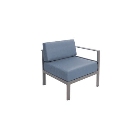 Bfm Seating Belmar Left Arm Sofa Section with Sunbrella cushions, Soft Gray Frame PH6101SG-L-14059