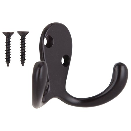 Prosource Coat and Hat Hook, 22 lb, 2-Hook, 7/8 in Opening, Zinc, Oil-Rubbed Bronze 23263ORBB3L-PS