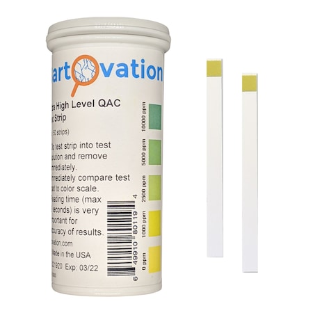 Bartovation Very High-Level Quaternary Ammonium (QAC, Multi Quat) Test Strips, 0-10,000 ppm [Vial of 50 Strips] PQT04V50