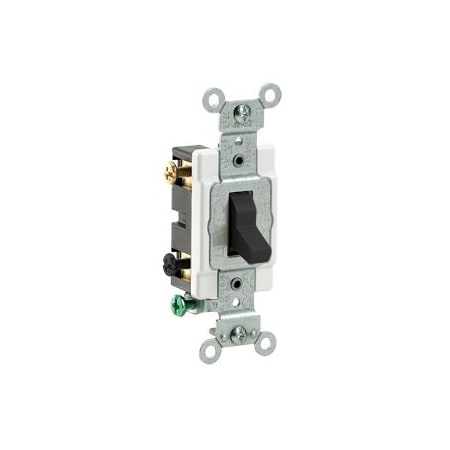 Leviton Toggle Switch, 20 Amp, 120/277 Volt, Black CS220-2E