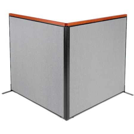 Global Industrial Interion Deluxe Freestanding 2-Panel Corner Room Divider, 60-1/4"W x 61-1/2"H, Gray 695157GY