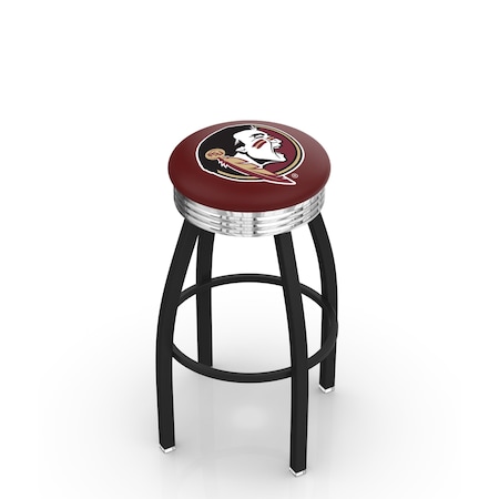 Holland Bar Stool Co 30" Blk Wrinkle Florida State Head Swivel Bar Stool, Chrome Ring L8B3C30FSU-HD