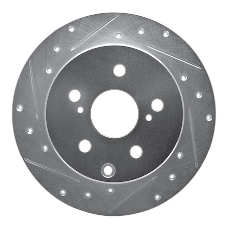 Dynamic Friction Co DFC Brake Rotor - Drilled and Slotted - Silver 631-76134L