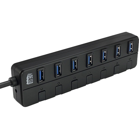 Adesso 7 PORTS USB 3.0 HUB WITH AC POWER ADAPTER AND POWER SAVING SWITCH , COMPA AUH-3070P