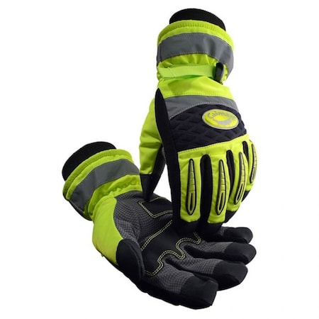 Caiman Synthetic Leather Patch Palm Glove with Hi-Vis Polyester Back, Heatrac Insulation 25460