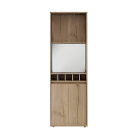 Homeroots 23in Oak Wood Bar Cabinet With Two Doors 478257