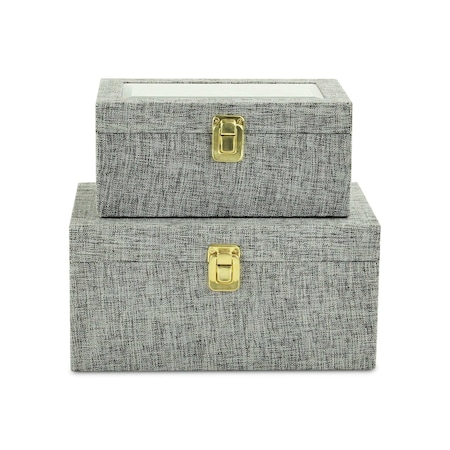 Homeroots Canter Isle Gray Linen Box Set 489365