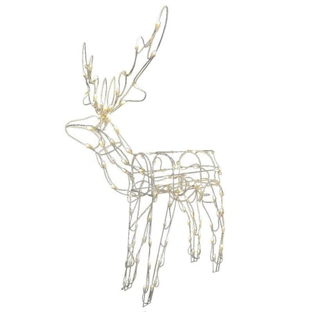 Santas Forest Standing Buck, 12 in W, PVC/Metal, Clear, Mini String LED Bulb 36888
