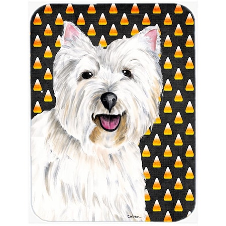 Carolines Treasures Westie Candy Corn Halloween Portrait Glass Cutting Board - Large SC9180LCB