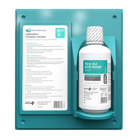 Aero Healthcare Eyewash Station, Wall Station, 1 32oz Bottle NFS0321
