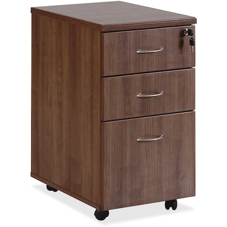 Lorell Mobile Pedestal - 15.8" x 22" x 28.4" - Walnut - Essentials Series 69983