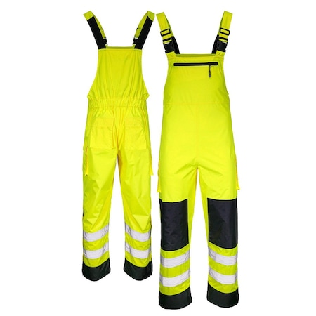 Dome75 DYNAMIC Series Class E Black Bottom Rain Bib, HiVis Yellow, LG/XL DRB3452