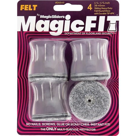 Magic Sliders Magic Fit 1-1/2'' - 1-3/4'' Round Felt Furniture Leg Cup, 4PK 26845